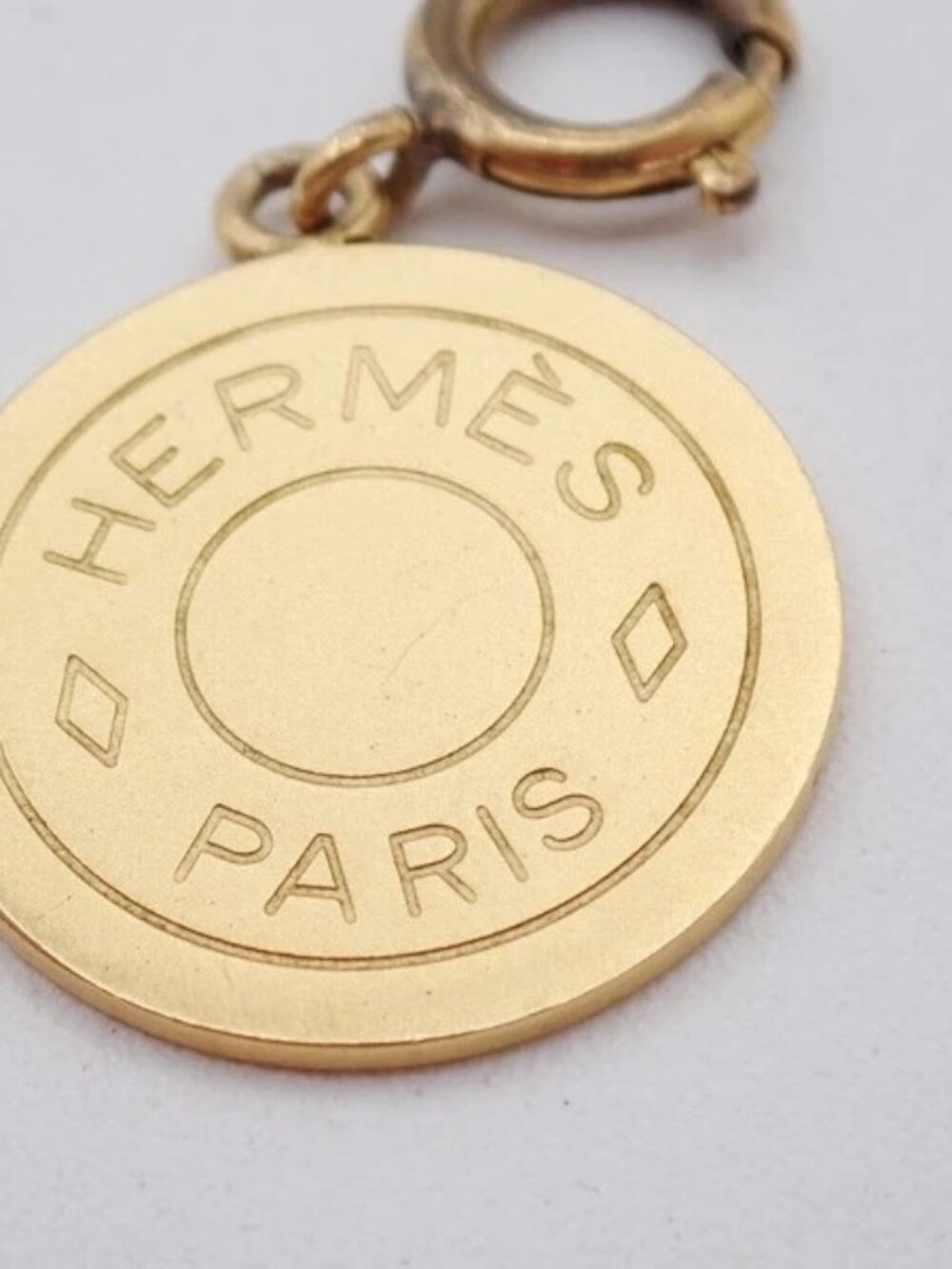 HERMES Logo Sellier Pendant Necklace Top Charm Gold-Plated 08RL971 - Picture 3 of 7